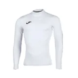 Remera de manga larga blanca, diseñada para actividades deportivas, con logo de la marca en el pecho.