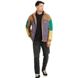 Campera Rusty Baffin marrón con paneles en color lila, verde y amarillo.