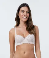Soutien blanco de encaje floral, sin relleno y con aro.