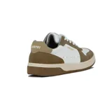 Zapatillas urbanas de hombre, marca Country, color blanco con detalles en marrón.