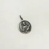 Medalla redonda de plata 925 con la imagen de Santa Lucía.