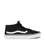 Championes de media caña Vans Sk8-Mid Reissue, unisex, color negro con detalles en blanco. Confeccionados en lona y gamuza resistente, con cuello acolchado, punteras reforzadas y suela waffle de caucho.