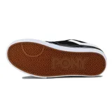 Championes de lona y gamuza color negro con detalles en blanco. Poseen el icónico logo de la marca en el lateral, cordones blancos y suela de goma blanca de perfil bajo.