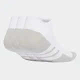 Pack de tres pares de medias Adidas Essentials CLIMACOOL de corte bajo, color blanco con detalles en gris y logo de la marca en el tobillo.