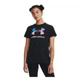 Remera deportiva Under Armour color fucsia con logo blanco estampado en el frente.