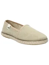 Alpargata española de color beige, hecha con exterior y forro de algodón orgánico, suela de goma, sin taco.