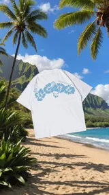 Remerón blanco con estampado de flores en tonos azules, de corte suelto y cómodo.