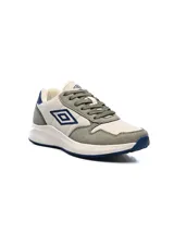 Championes urbanos Umbro modelo Volcan II, color gris y beige con detalles en azul.