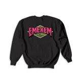 Buzo gris de algodón con cuello redondo y puños y cintura acanalados. Presenta un pequeño logo bordado en el pecho con forma de corona en tonos rosa, verde y amarillo.