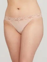 Colaless color beige con cintura elástica y detalle de encaje floral.