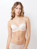Soutien de encaje beige con aro y copa moldeada, de la marca Sophie B.