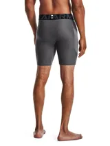 Short de compresión gris con cintura elástica negra con logo Under Armour.