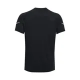 Remera deportiva verde con logo Under Armour blanco en el pecho y detalles de rayas blancas en las mangas.