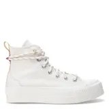 Championes Converse Chuck Taylor All Star Lift Platform Utility, color beige natural, con plataforma.