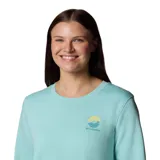 Buzo azul marino de cuello redondo con logo de Columbia estampado en blanco en el pecho.