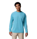 Remera de manga larga celeste con protección solar UPF 50 y tecnología Omni-Wick para absorción de la humedad.