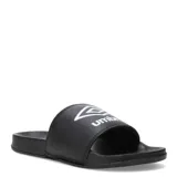 Chancletas Umbro Locker Room color lila con logo blanco.