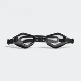 Lentes de natación Adidas Ripstream negros con lentes transparentes. Montura de silicona moldeada con juntas de sellado profundas, puente y correa dividida ajustables, y acabado antivaho.