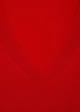 Sweater rojo de tejido de punto fino con cuello en V y mangas largas.