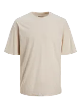 Camiseta Jack & Jones color beige, de manga corta y cuello redondo, con corte holgado.