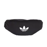 Riñonera Adidas Originals modelo Adicolor Wb, color negro, con el logo del trébol (Trefoil) en blanco estampado en el frente. Presenta un compartimento principal con cierre de cremallera.