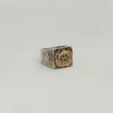 Anillo de bombero en plata 925 con aplique en oro 9k con el escudo de bomberos.