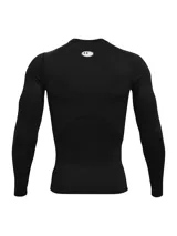 Remera de compresión Under Armour HeatGear de manga larga, color negro con logo blanco en el pecho.