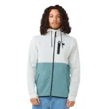 Canguro con capucha Rip Curl Anti Series Departed, color gris claro y celeste, con cierre frontal y bolsillos laterales con cierre.