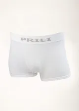 Boxer rojo de microfibra sin costuras, con cintura elástica con el logo de la marca en gris.