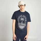 Camiseta azul marino de manga corta con estampado blanco de Venice Beach.