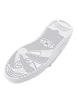 Championes Under Armour para mujer, color blanco, de estilo urbano y corte bajo. Presentan el logo de la marca en el lateral y suela de goma.