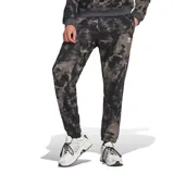 Pantalón de jogging Adidas con estampado tie-dye en tonos grises y negros, con cintura elástica ajustable con cordón y logo de la marca bordado en blanco.