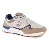 Championes Joma de estilo vintage, color beige con detalles en azul y marrón. Capellada de textil y piel, con tecnología VTS para ventilación. Mediasuela de phylon y suela de caucho DURABILITY.