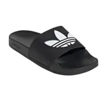 Ojotas Adidas Adilette Lite negras con logo blanco.