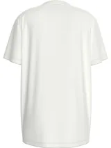 Remera blanca de algodón con cuello redondo y mangas cortas. Estampado frontal con el logo de Calvin Klein Jeans en color gris y la leyenda "Established in 1978".