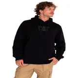 Buzo canguro negro de frisa con capucha ajustable con cordones y bolsillo frontal. Logotipo CAT bordado en el pecho.