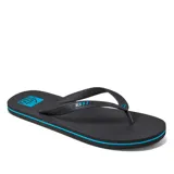 Ojotas Reef Seaside Hawaiian negras con detalles en azul.