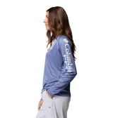 Remera de manga larga Columbia Tidal Tee II para mujer, color azul con logo de la marca en el pecho y en la manga.