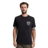 Remera negra de manga corta con efecto gastado y estampado en el pecho con el logo de Roark Guideworks.
