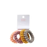 Pack de gomitas de pelo multicolor, incluídas en tonos pastel y texturas suaves.