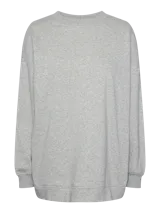 Sudadera gris claro melange de corte holgado, manga larga y cuello redondo.