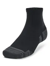 Pack de tres pares de medias deportivas unisex Under Armour Performance Tech, corte tobillero, en color blanco, gris y negro.
