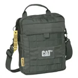 Estuche negro con bolsillo acolchado para tableta, bolsillo frontal con cierre de velcro y correa ajustable.