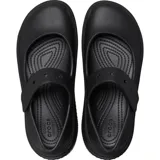 Zueco Crocs Stomp Mary Jane color negro con plataforma alta y correa ajustable con el logo de la marca.