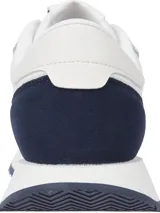 Zapatillas Tommy Jeans retro runner de cuero blanco con detalles en azul y rojo. Presentan el logo de Tommy Jeans en el lateral y la inscripción en la lengüeta.