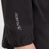 Buzo O’Neill tipo polar con cuello alto y media abertura frontal. Diseño bicolor negro con gran logo vertical blanco.