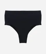 Bombacha de bikini tiro alto color negro, de microfibra lisa.