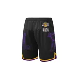 Short de básquet azul con cintura elástica y cordón ajustable. Diseño con logo del equipo Golden State Warriors y detalles en amarillo.