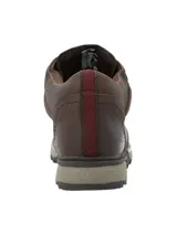 Botín de cuero color marrón con cordones, suela de goma con tecnología Honey Foam y plantilla de algodón orgánico.