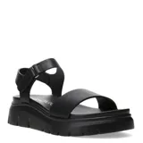 Sandalias negras con plataforma y tobillera ajustable.